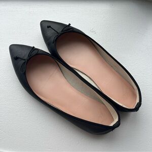 Jcrew Ballet Gemma Flats Pointed Black Leather Size 7.5